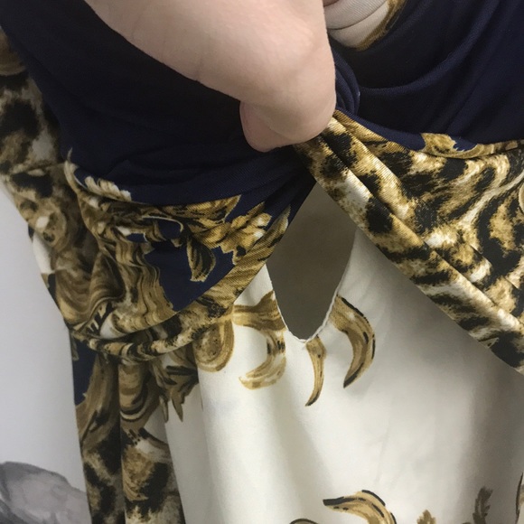 Versace style print a line dress with eyelet - Picture 2 of 3